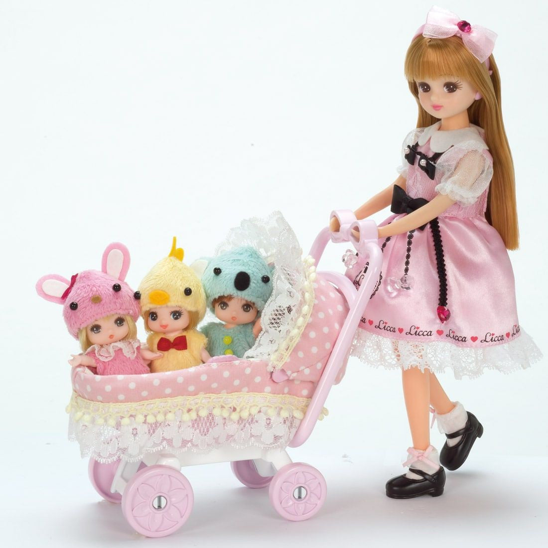 Takara Tomy Licca Doll Triplet Babies` Stroller