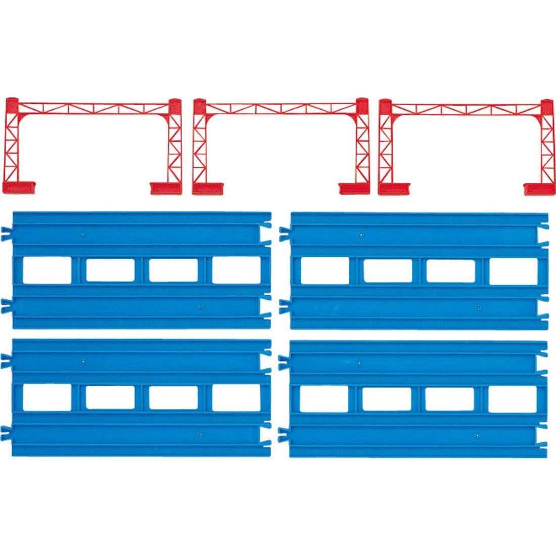 Takara Tomy Pla-Rail Plarail R-04 Straight Double-Track (4 Pcs) With Catenary Poles