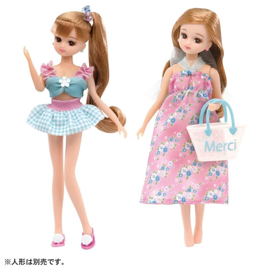  Takara Tomy Licca Doll LW-13 #Licca #Gingham Check & Flower Swimsuit Set