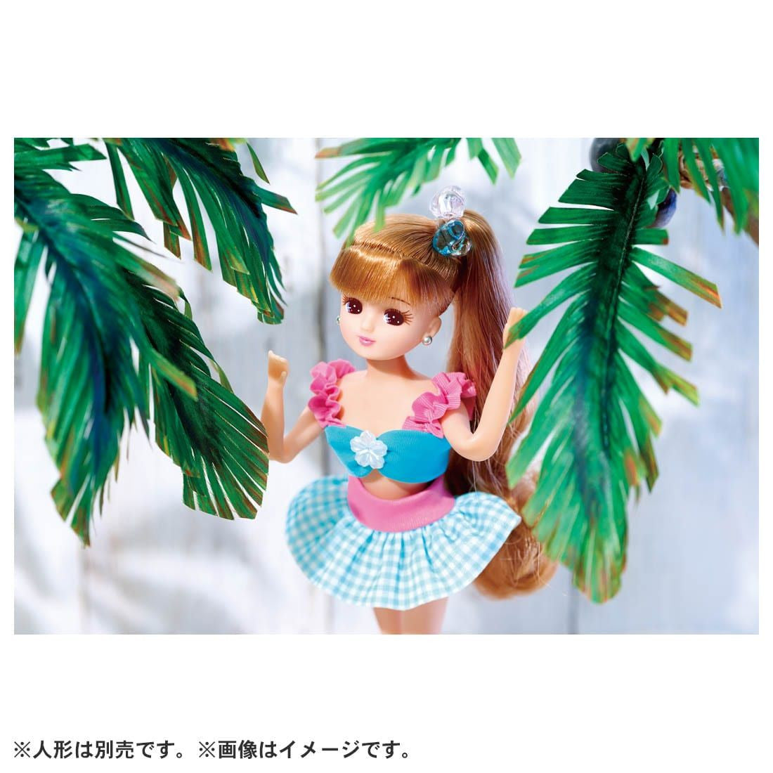 Takara Tomy Licca Doll LW-13 #Licca #Gingham Check & Flower Swimsuit Set