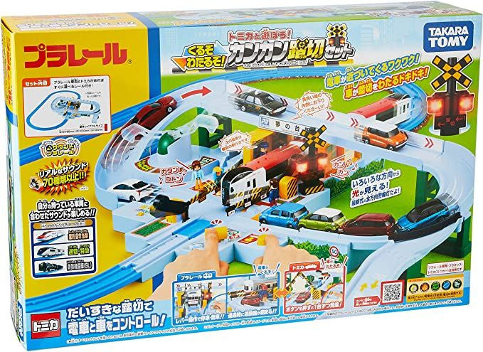 Takara Tomy Pla-rail Let's Play With Tomica! Kankan Railway Crossing Set