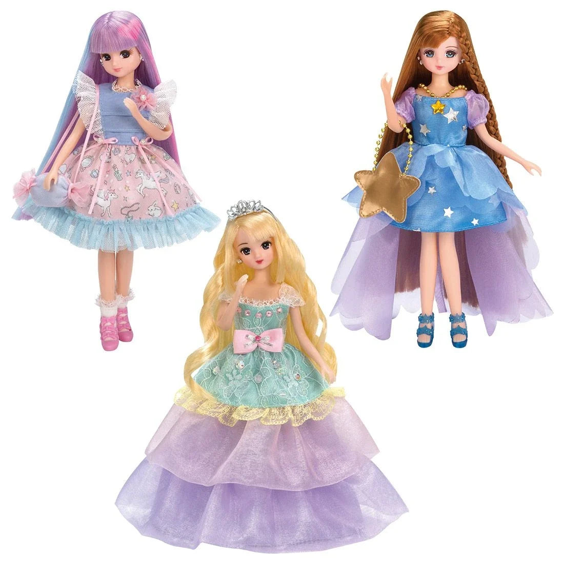 Takara Tomy Licca Doll Dream Colored Dress W/3 Sets (Rainbow Dream + Dreamy Cute Sweets + Cosmic Passion)